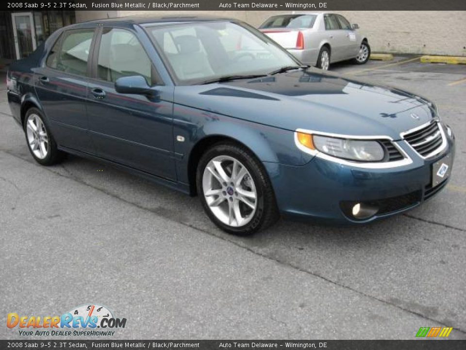 2008 Saab 9-5 2.3T Sedan Fusion Blue Metallic / Black/Parchment Photo #8