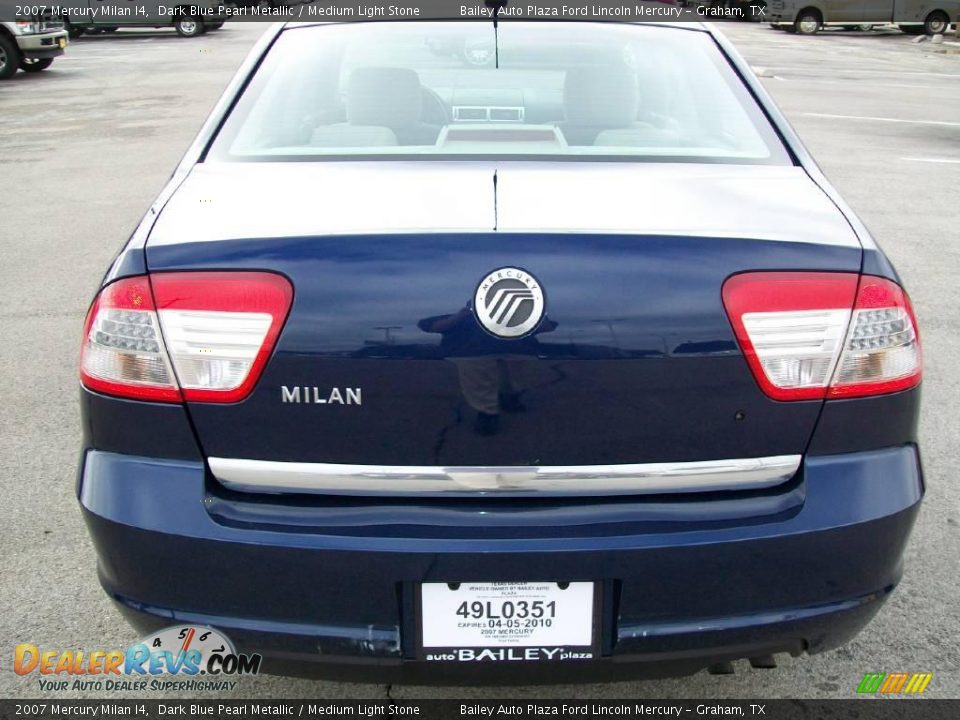 2007 Mercury Milan I4 Dark Blue Pearl Metallic / Medium Light Stone Photo #5