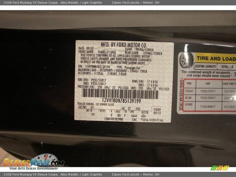 2008 Ford Mustang V6 Deluxe Coupe Alloy Metallic / Light Graphite Photo #21