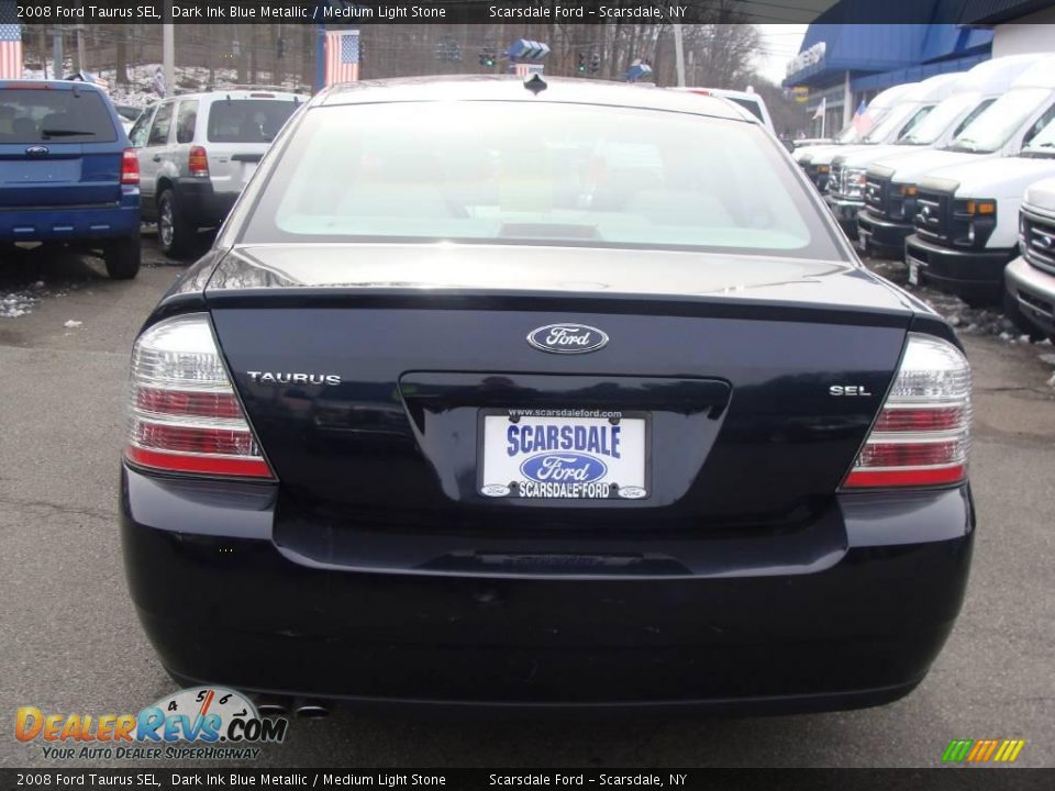 2008 Ford Taurus SEL Dark Ink Blue Metallic / Medium Light Stone Photo #5