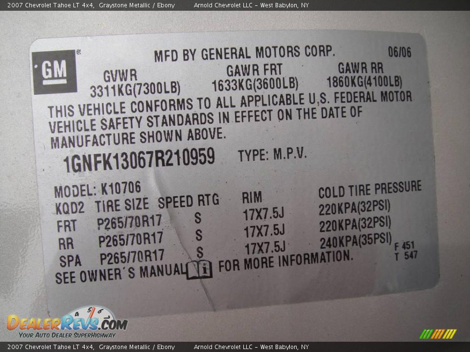 2007 Chevrolet Tahoe LT 4x4 Graystone Metallic / Ebony Photo #15