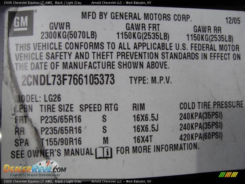 2006 Chevrolet Equinox LT AWD Black / Light Gray Photo #12
