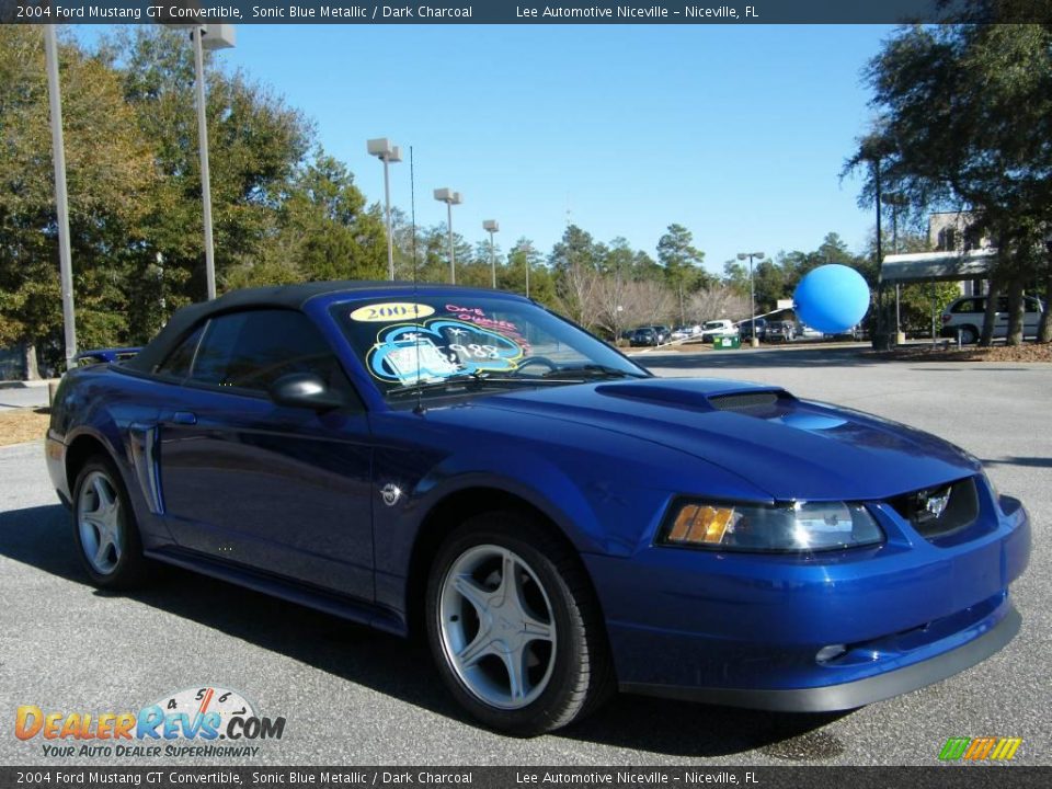 2004 Ford Mustang GT Convertible Sonic Blue Metallic / Dark Charcoal Photo #6