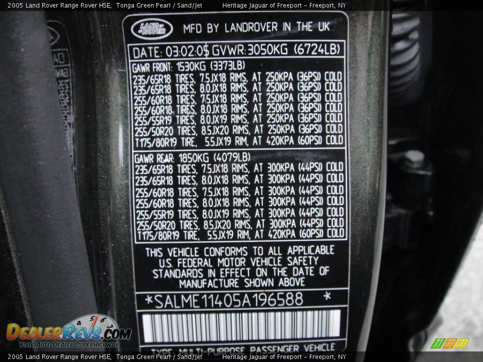 2005 Land Rover Range Rover HSE Tonga Green Pearl / Sand/Jet Photo #31
