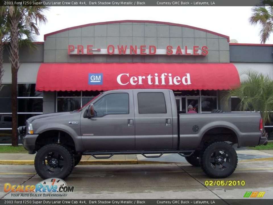 2003 Ford F250 Super Duty Lariat Crew Cab 4x4 Dark Shadow Grey Metallic / Black Photo #1
