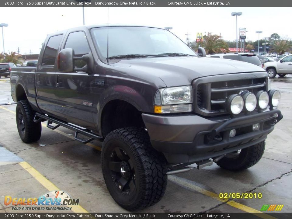 2003 Ford F250 Super Duty Lariat Crew Cab 4x4 Dark Shadow Grey Metallic / Black Photo #5