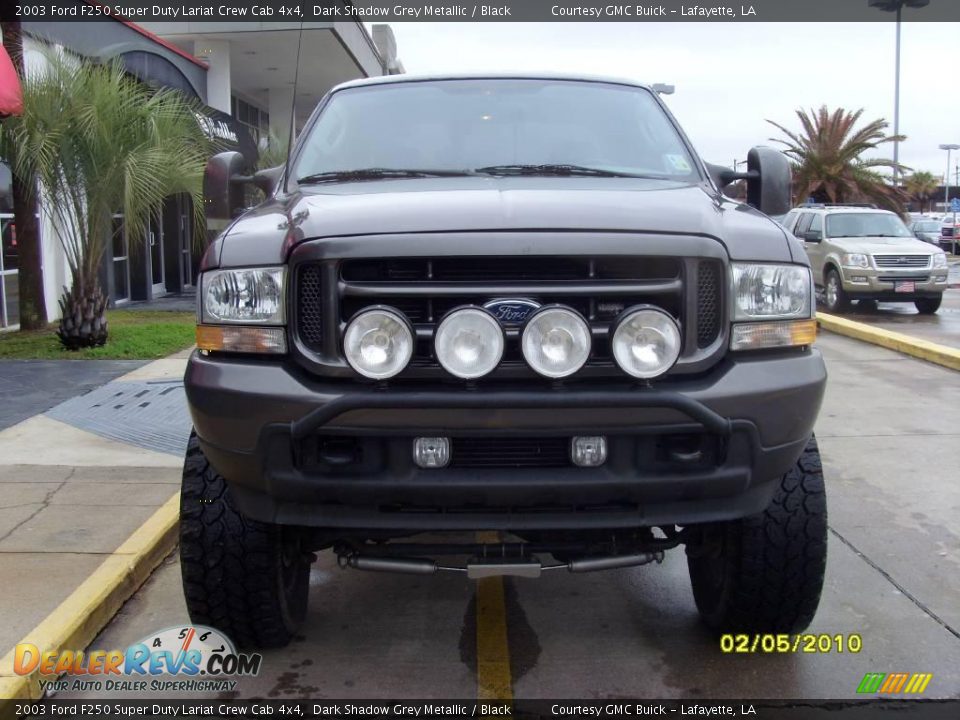 2003 Ford F250 Super Duty Lariat Crew Cab 4x4 Dark Shadow Grey Metallic / Black Photo #6