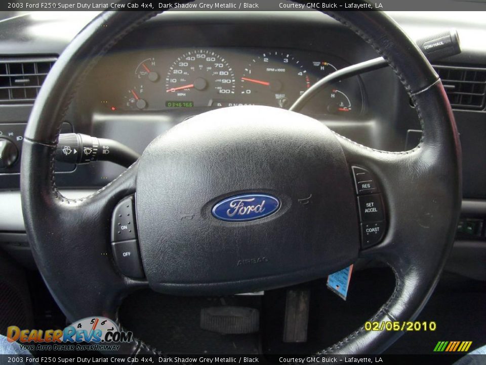 2003 Ford F250 Super Duty Lariat Crew Cab 4x4 Dark Shadow Grey Metallic / Black Photo #7
