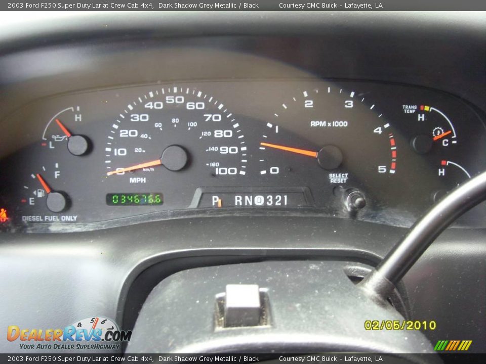 2003 Ford F250 Super Duty Lariat Crew Cab 4x4 Dark Shadow Grey Metallic / Black Photo #15
