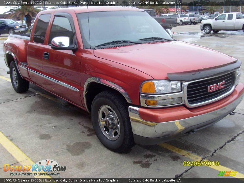 2001 GMC Sierra 1500 SLE Extended Cab Sunset Orange Metallic / Graphite Photo #6