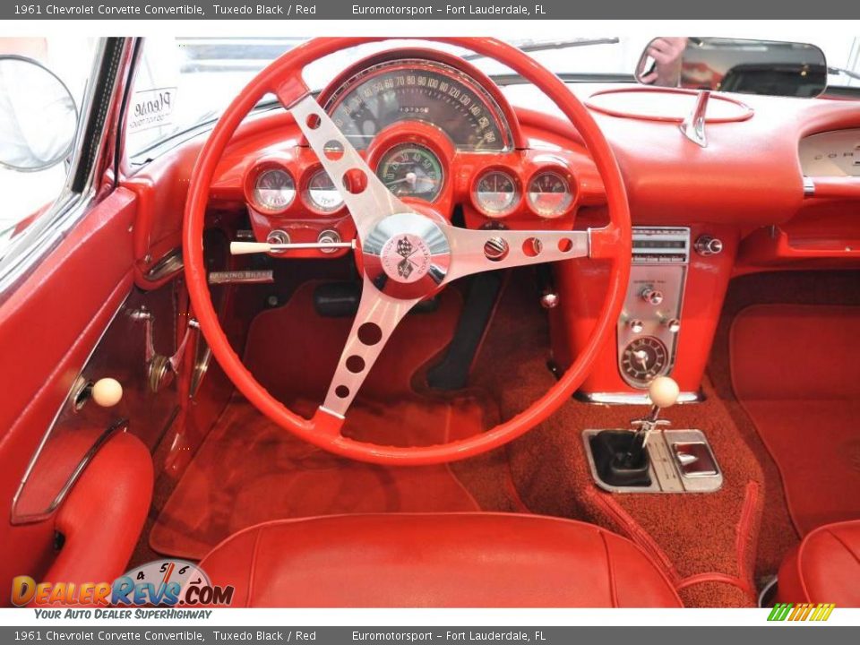 1961 Chevrolet Corvette Convertible Tuxedo Black / Red Photo #8