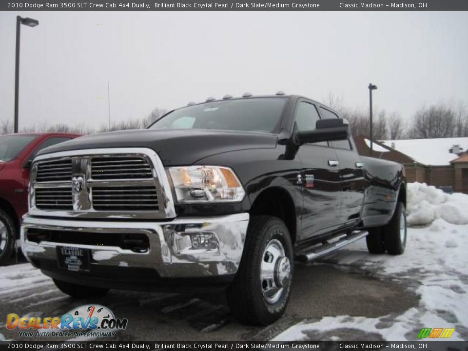 2010 Dodge Ram 3500 SLT Crew Cab 4x4 Dually Brilliant Black Crystal Pearl / Dark Slate/Medium Graystone Photo #1