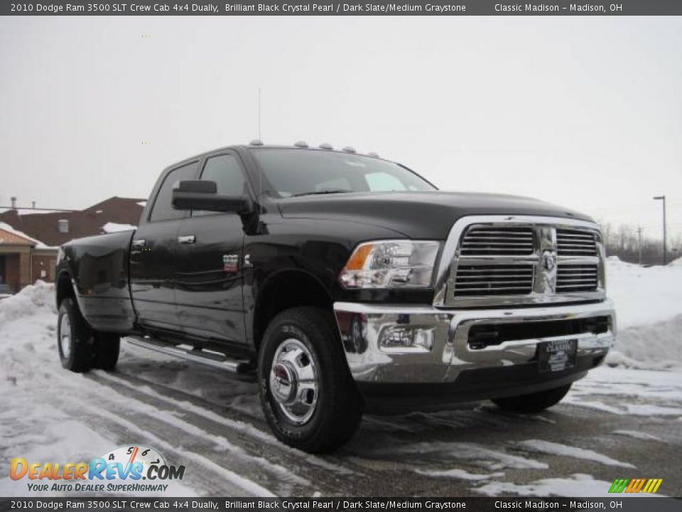 2010 Dodge Ram 3500 SLT Crew Cab 4x4 Dually Brilliant Black Crystal Pearl / Dark Slate/Medium Graystone Photo #3