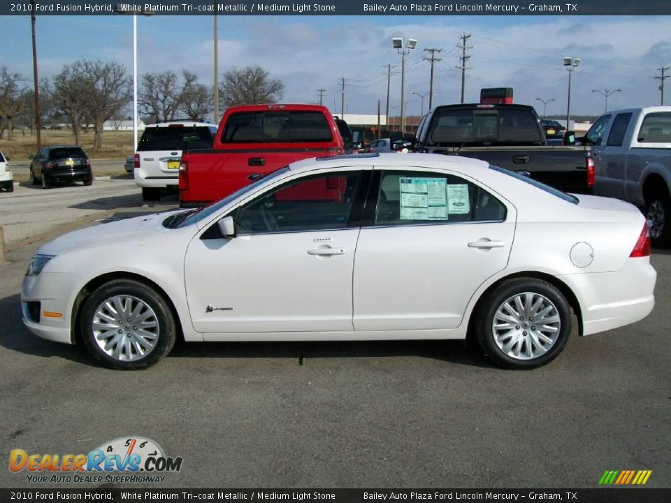 2010 Ford Fusion Hybrid White Platinum Tri-coat Metallic / Medium Light Stone Photo #2