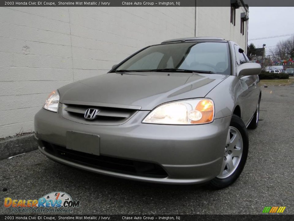 2003 Honda Civic EX Coupe Shoreline Mist Metallic / Ivory Photo #6