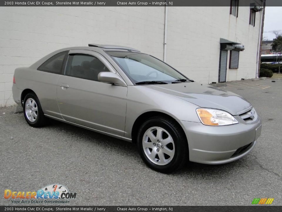 2003 Honda Civic EX Coupe Shoreline Mist Metallic / Ivory Photo #10