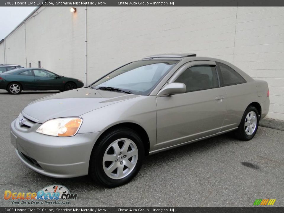 2003 Honda Civic EX Coupe Shoreline Mist Metallic / Ivory Photo #11