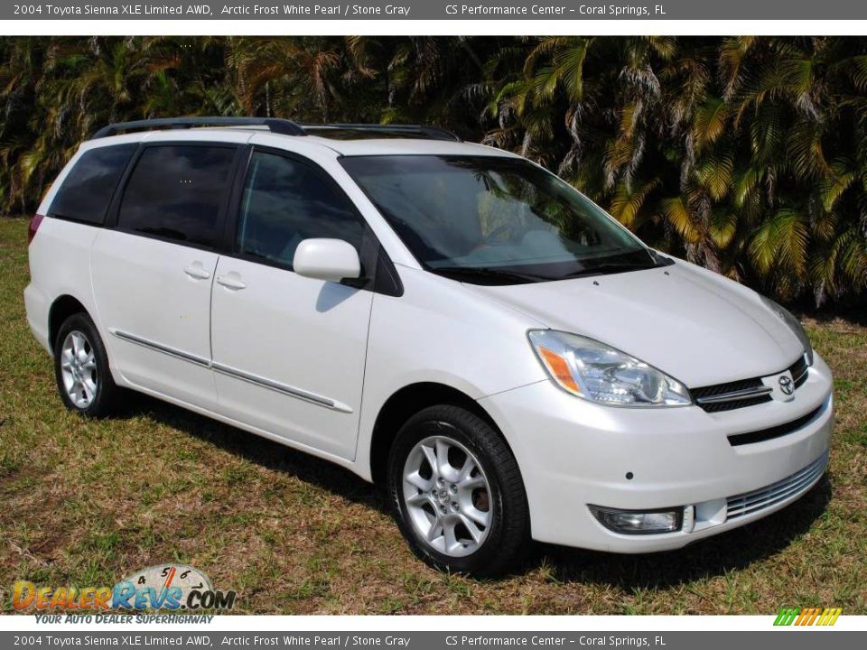 2004 Toyota Sienna XLE Limited AWD Arctic Frost White Pearl / Stone Gray Photo #3
