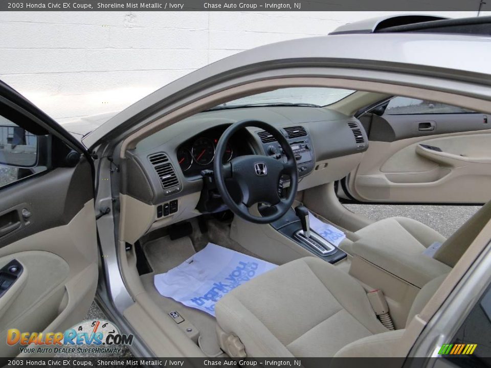 2003 Honda Civic EX Coupe Shoreline Mist Metallic / Ivory Photo #25