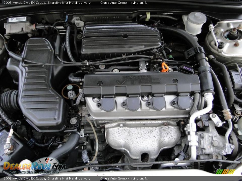 2003 Honda Civic EX Coupe Shoreline Mist Metallic / Ivory Photo #34