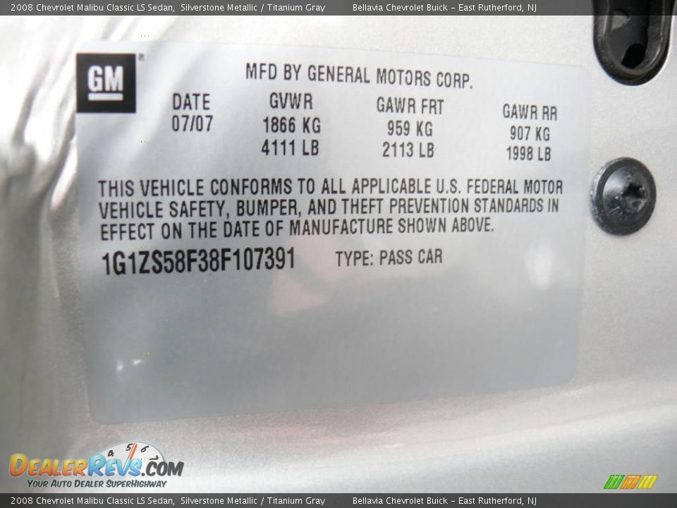2008 Chevrolet Malibu Classic LS Sedan Silverstone Metallic / Titanium Gray Photo #14