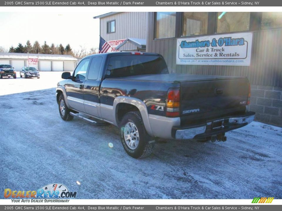 2005 GMC Sierra 1500 SLE Extended Cab 4x4 Deep Blue Metallic / Dark Pewter Photo #10