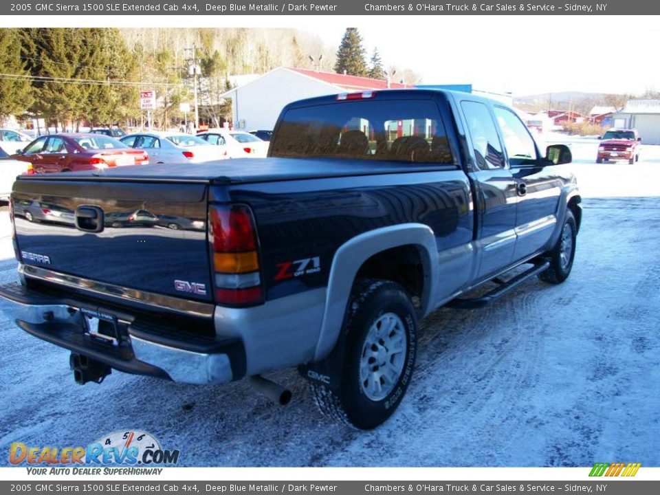 2005 GMC Sierra 1500 SLE Extended Cab 4x4 Deep Blue Metallic / Dark Pewter Photo #11
