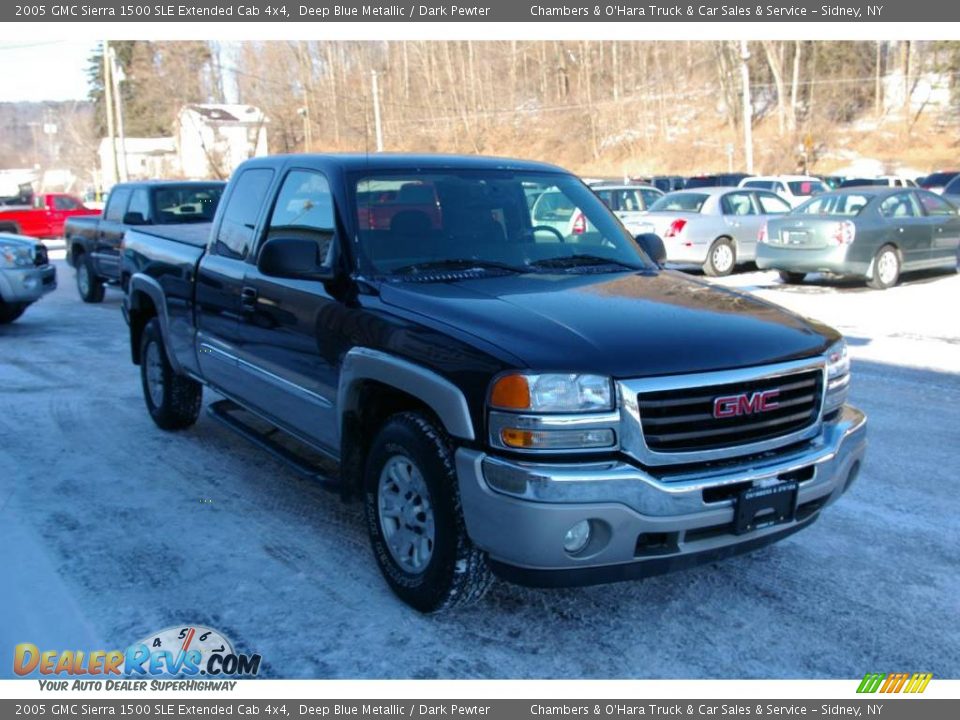 2005 GMC Sierra 1500 SLE Extended Cab 4x4 Deep Blue Metallic / Dark Pewter Photo #15