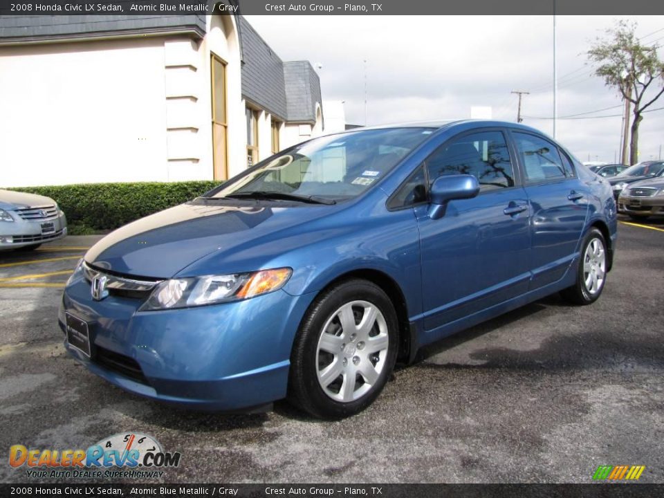 2008 Honda Civic LX Sedan Atomic Blue Metallic / Gray Photo #3