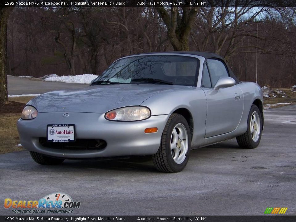 1999 Mazda MX-5 Miata Roadster Highlight Silver Metallic / Black Photo #1