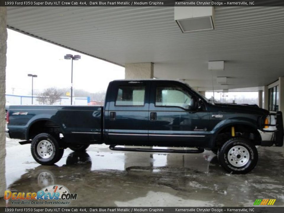 1999 Ford F350 Super Duty XLT Crew Cab 4x4 Dark Blue Pearl Metallic / Medium Graphite Photo #2