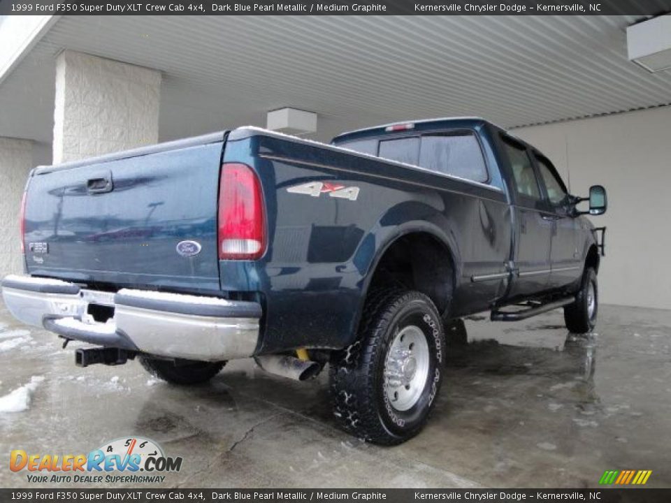 1999 Ford F350 Super Duty XLT Crew Cab 4x4 Dark Blue Pearl Metallic / Medium Graphite Photo #3