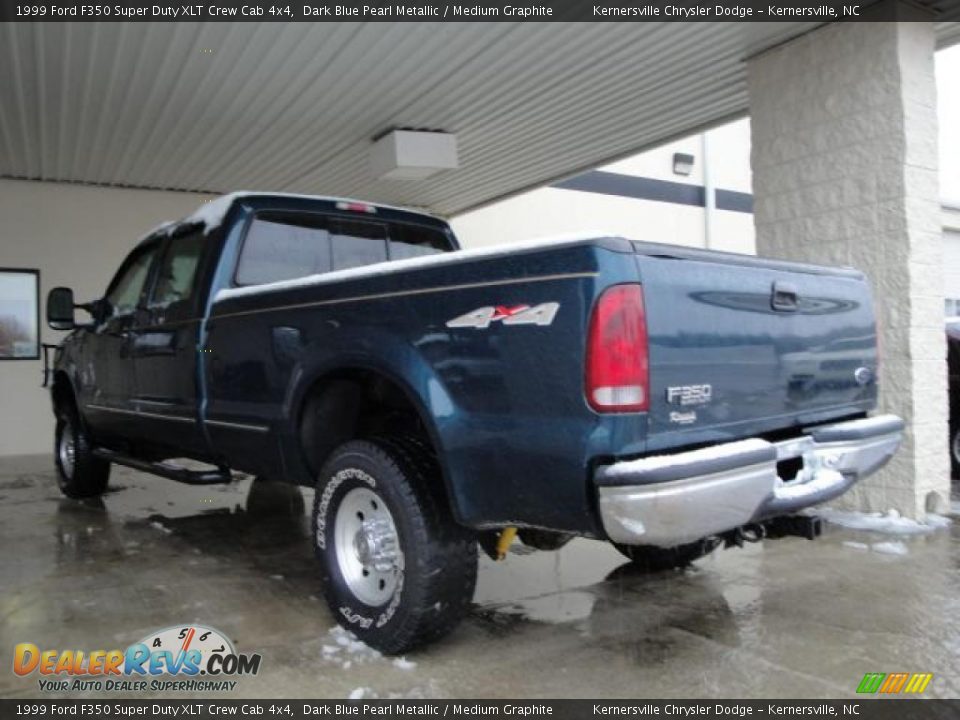1999 Ford F350 Super Duty XLT Crew Cab 4x4 Dark Blue Pearl Metallic / Medium Graphite Photo #4