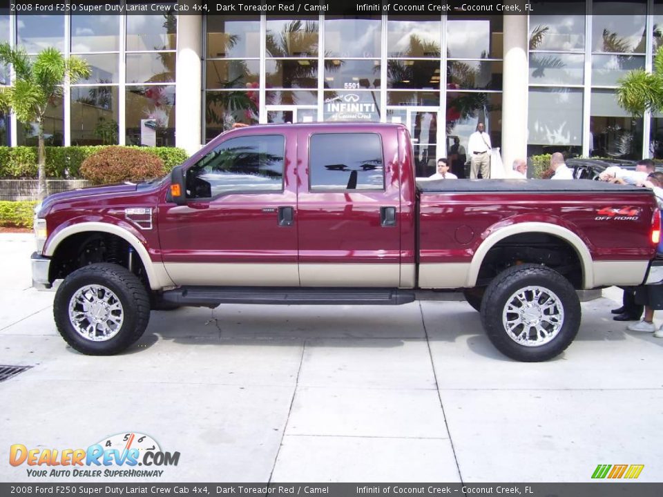 2008 Ford F250 Super Duty Lariat Crew Cab 4x4 Dark Toreador Red / Camel Photo #4