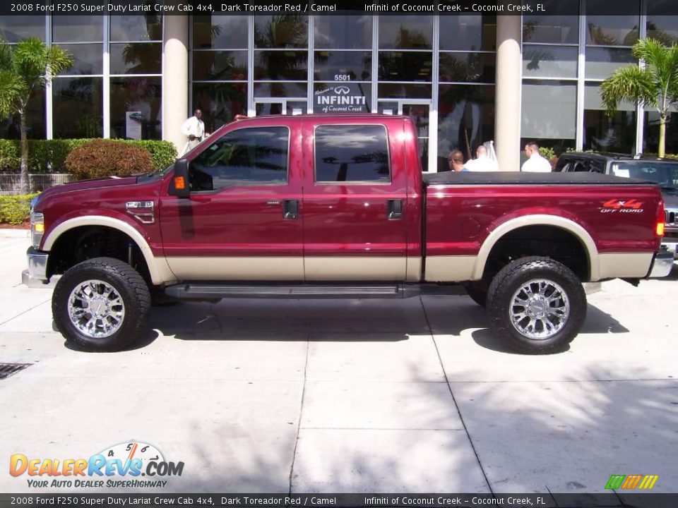 2008 Ford F250 Super Duty Lariat Crew Cab 4x4 Dark Toreador Red / Camel Photo #5