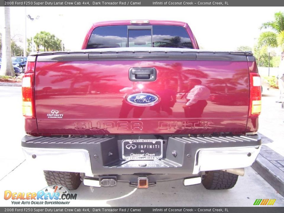 2008 Ford F250 Super Duty Lariat Crew Cab 4x4 Dark Toreador Red / Camel Photo #7