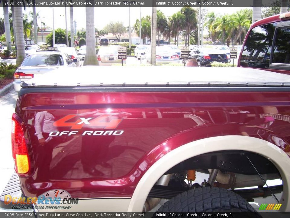 2008 Ford F250 Super Duty Lariat Crew Cab 4x4 Dark Toreador Red / Camel Photo #8