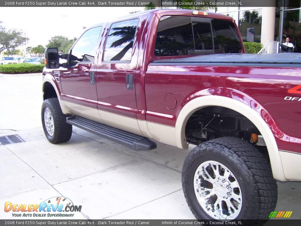 2008 Ford F250 Super Duty Lariat Crew Cab 4x4 Dark Toreador Red / Camel Photo #9