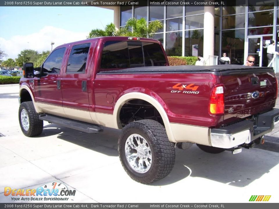 2008 Ford F250 Super Duty Lariat Crew Cab 4x4 Dark Toreador Red / Camel Photo #10