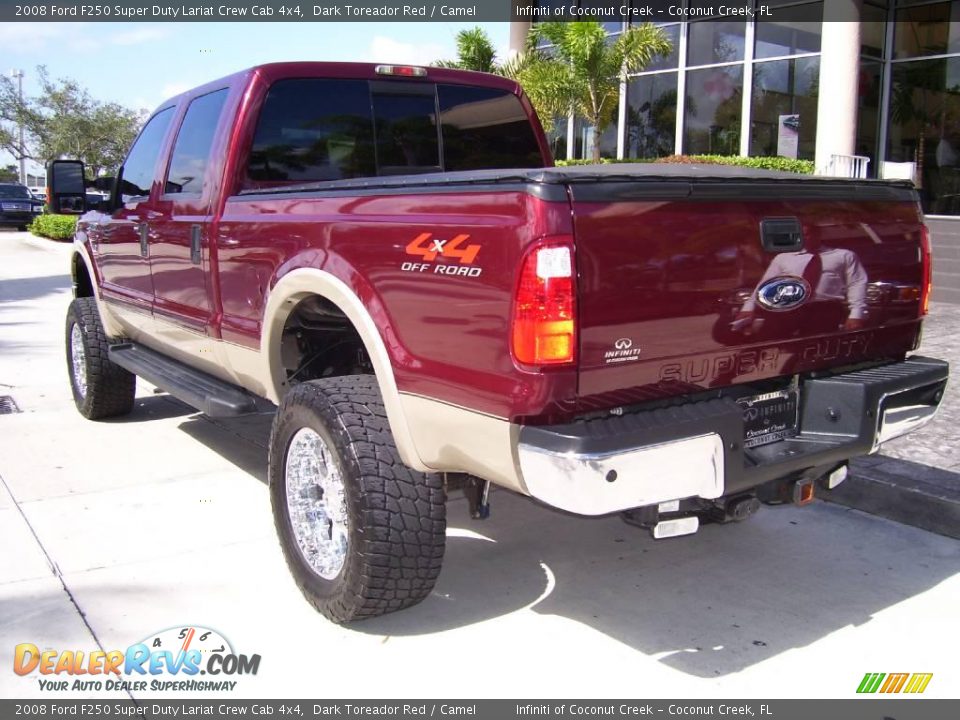 2008 Ford F250 Super Duty Lariat Crew Cab 4x4 Dark Toreador Red / Camel Photo #11