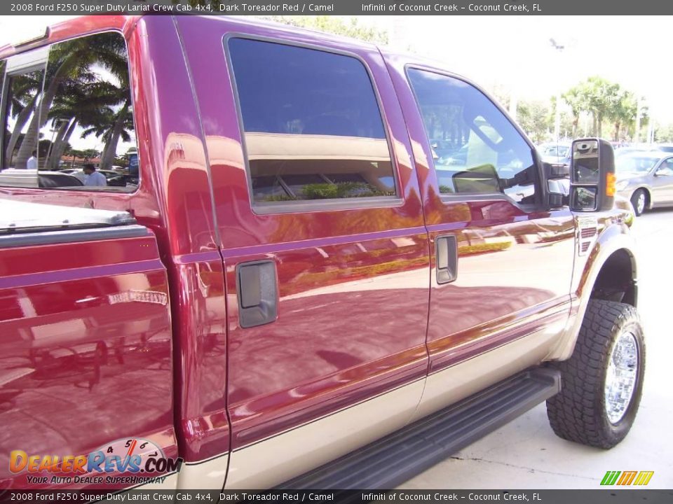 2008 Ford F250 Super Duty Lariat Crew Cab 4x4 Dark Toreador Red / Camel Photo #12