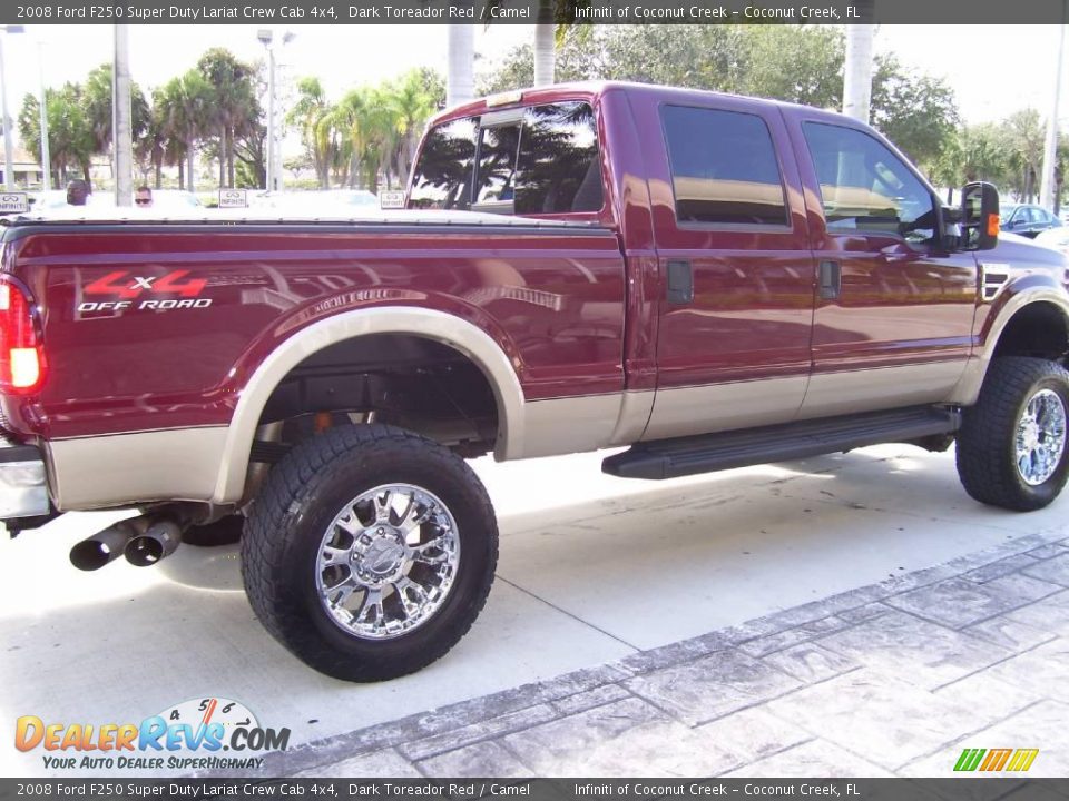 2008 Ford F250 Super Duty Lariat Crew Cab 4x4 Dark Toreador Red / Camel Photo #15