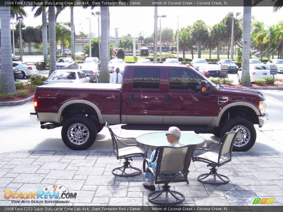 2008 Ford F250 Super Duty Lariat Crew Cab 4x4 Dark Toreador Red / Camel Photo #16