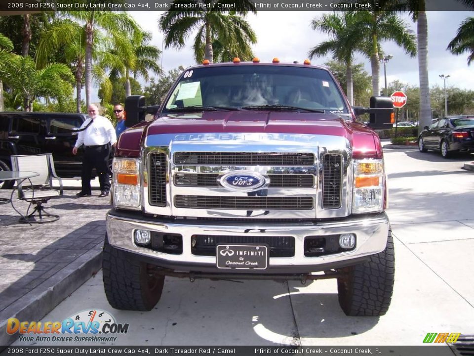 2008 Ford F250 Super Duty Lariat Crew Cab 4x4 Dark Toreador Red / Camel Photo #17