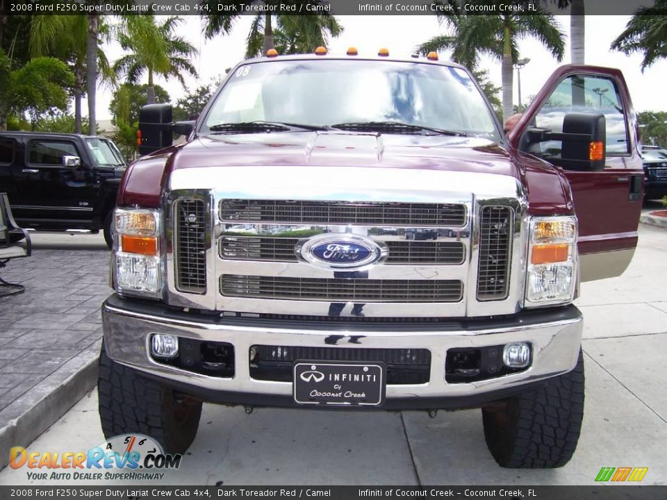 2008 Ford F250 Super Duty Lariat Crew Cab 4x4 Dark Toreador Red / Camel Photo #18