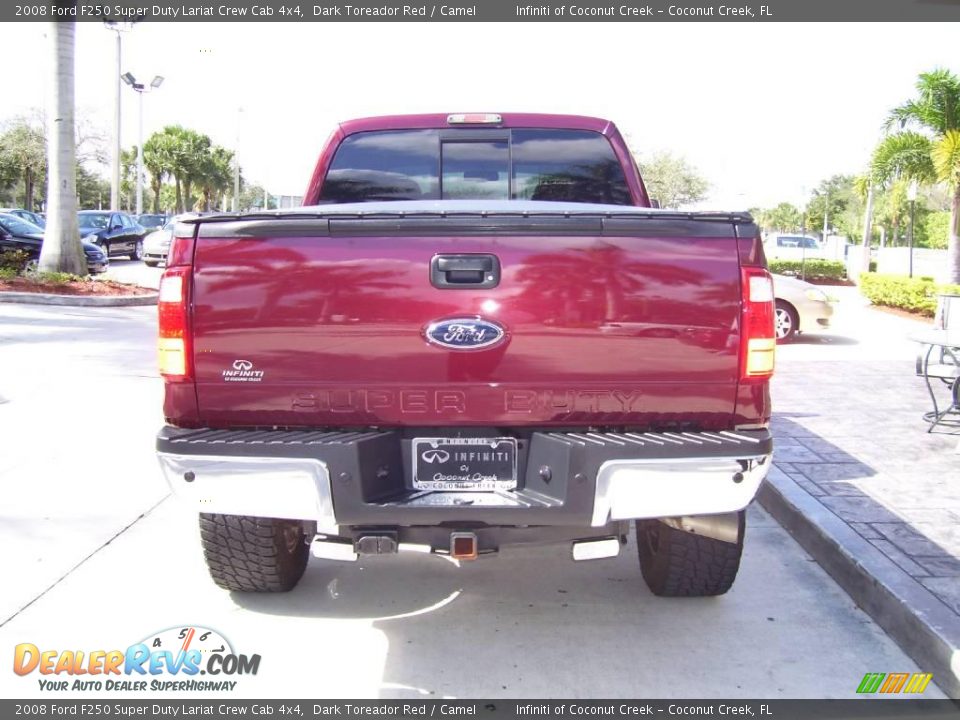 2008 Ford F250 Super Duty Lariat Crew Cab 4x4 Dark Toreador Red / Camel Photo #19
