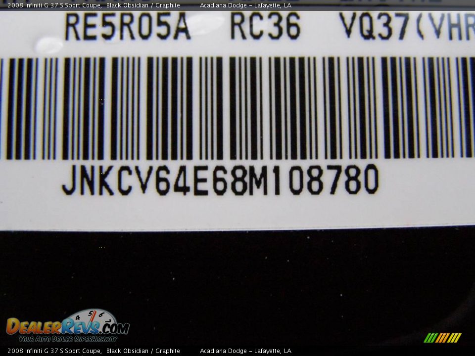 2008 Infiniti G 37 S Sport Coupe Black Obsidian / Graphite Photo #13