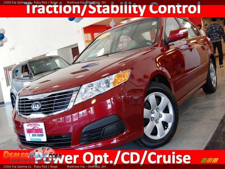 2009 Kia Optima LX Ruby Red / Beige Photo #1
