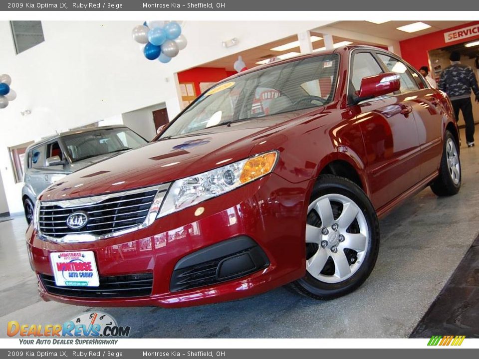 2009 Kia Optima LX Ruby Red / Beige Photo #2