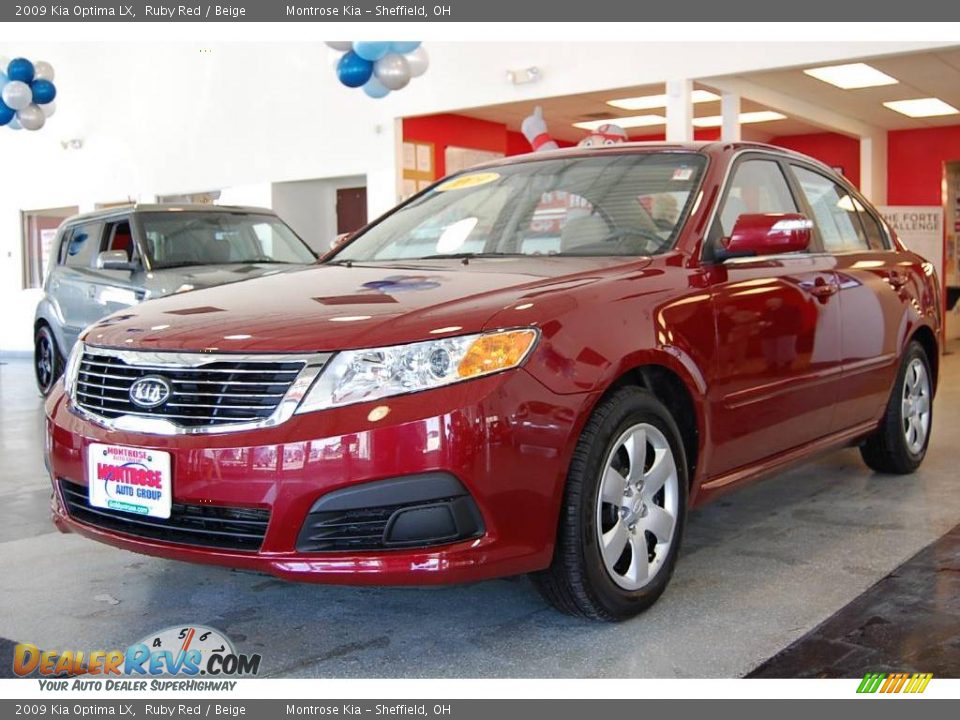 2009 Kia Optima LX Ruby Red / Beige Photo #3